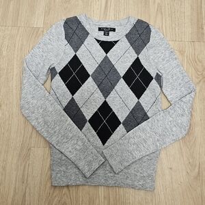 Gray Argyle Crewneck Sweater XS